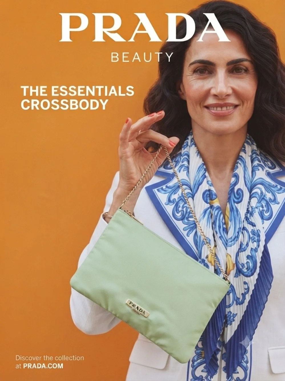 Classic and clean!Prada Beauty Mint Green Crossbody Bag with Chain Strap